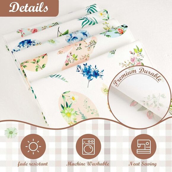 Easter Table Runner 13 x 72"  Happy Easter Rabbit Bunny Eggs Floral Linen NEW!! - Picture 4 of 7